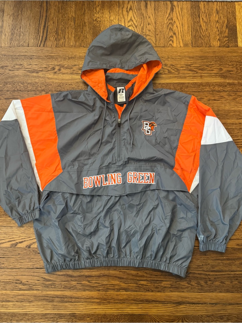 VINTAGE BOWLING GREEN Russell Athletic Hooded Pullover Jacket windbreaker.